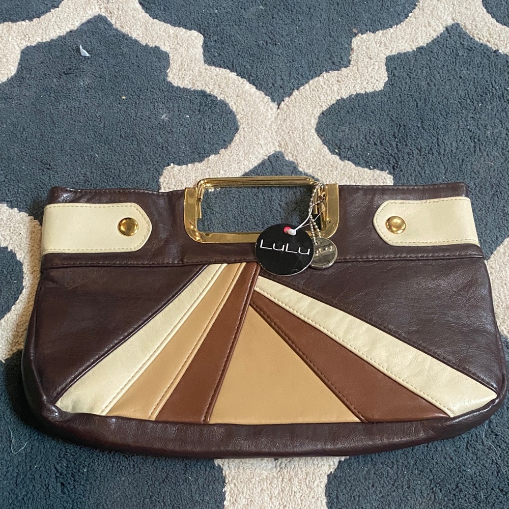 Lululemon Athletica Brown and Cream Fan Design Wristlet